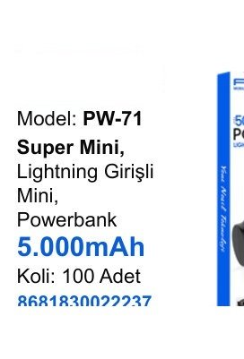 ACL PW-71 Powerbank - Super Mini, Lightning Girişli Mini, 5.000mAh