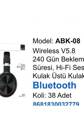 ACL ABK-08 Kulaklıklar - Wireless V5.8 240 Gün Bekleme Süresi, Hi-Fi Ses Kulak Üstü Kulaklık Bluetooth