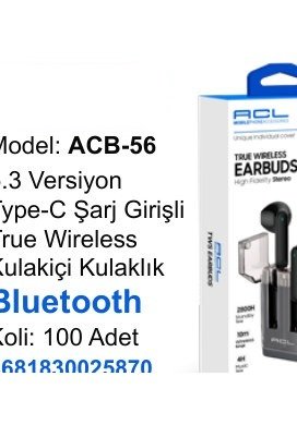 ACL ACB-56 Kulaklıklar - 5.3 Versiyon Type-C Şarj Girişli True Wireless Kulakiçi Kulaklık Bluetooth