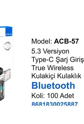 ACL ACB-57 Kulaklıklar - 5.3 Versiyon Type-C Şarj Girişli True Wireless Kulakiçi Kulaklık Bluetooth
