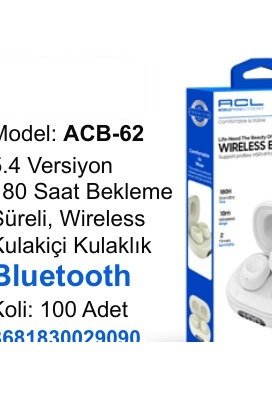 ACL ACB-62 Kulaklıklar - 5.4 Versiyon 180 Saat Bekleme Süreli, Wireless Kulakiçi Kulaklık Bluetooth