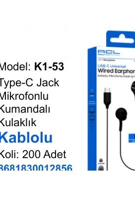 ACL K1-53 Kulaklıklar - Type-C Jack Mikrofonlu Kumandalı Kablolu