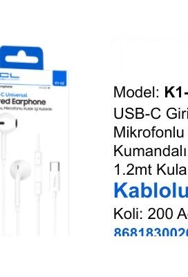 ACL K1-70 Kulaklıklar - USB-C Girişli Mikrofonlu Kumandalı 1.2mt Kulaklık Kablolu