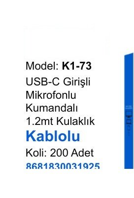 ACL K1-73 Kulaklıklar - USB-C Girişli Mikrofonlu Kumandalı 1.2mt Kulaklık Kablolu