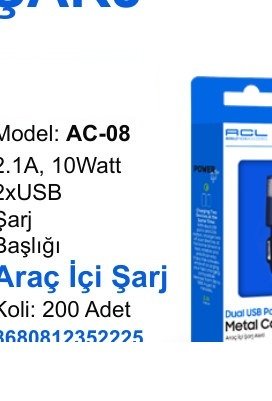 ACL AC-08 Araç Şarj Ürünleri - 2.1A, 10Watt 2xUSB Şarj Başlığı Araç İçi Şarj