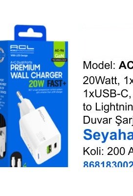 ACL AC-97 Seyahat ve Duvar Şarj Aletleri - Seyahat Şarj
