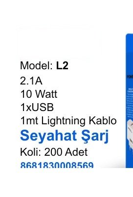ACL L2 Seyahat ve Duvar Şarj Aletleri - 2.1A 10 Watt 1xUSB 1mt Lightning Kablo Seyahat Şarj