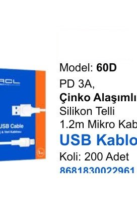 ACL 60D Şarj Kabloları - PD 3A, Çinko Alaşımlı, Silikon Telli 1.2m Mikro Kablo USB Kablo