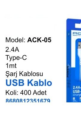 ACL ACK-05 Şarj Kabloları - 2.4A Type-C 1mt USB Kablo