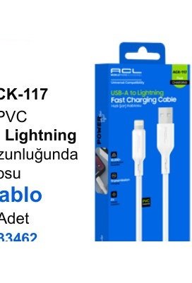 ACL ACK-117 Şarj Kabloları - 3Amper, PVC USB-A to Lightning 1metre Uzunluğunda