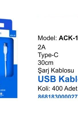 ACL ACK-19 Şarj Kabloları - 2A Type-C 30cm USB Kablo