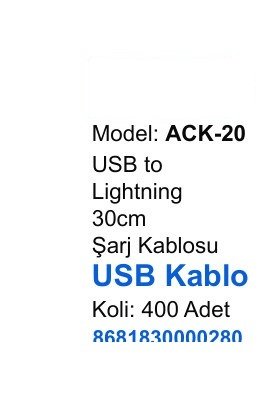 ACL ACK-20 Şarj Kabloları - USB to Lightning 30cm USB Kablo