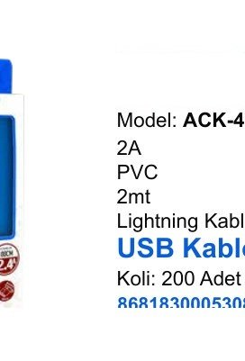 ACL ACK-48 Şarj Kabloları - 2A PVC 2mt Lightning Kablo USB Kablo