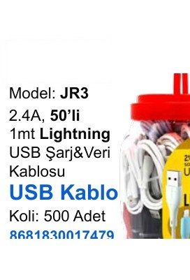 ACL JR3 Şarj Kabloları - 2.4A, 50’li 1mt Lightning USB Şarj&Veri Kablosu USB Kablo
