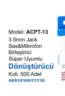 ACL ACPT-13 Dönüştürücü ve Aparatlar - 3.5mm Jack Ses&Mikrofon Birleştirici Süper Uyumlu Dönüştürücü