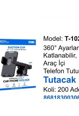 ACL T-102 Telefon Tutucular - 360° Ayarlanabilir Katlanabilir, Manyetik Araç İçi Telefon Tutucu Tutacak