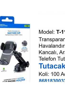 ACL T-118 Telefon Tutucular - Transparan Tasarımlı Havalandırma İçin Kancalı, Araç İçi Telefon Tutucu Tutacak