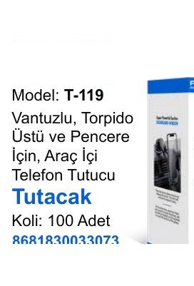 ACL T-119 Telefon Tutucular - Vantuzlu, Torpido Üstü ve Pencere İçin, Araç İçi Telefon Tutucu Tutacak
