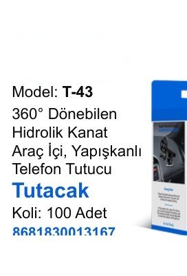ACL T-43 Telefon Tutucular - 360° Dönebilen Hidrolik Kanat Araç İçi, Yapışkanlı Telefon Tutucu Tutacak