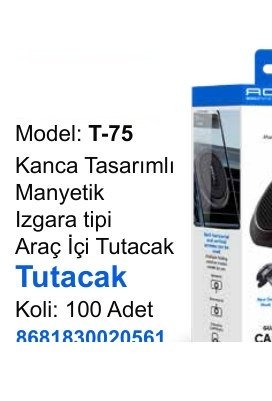 ACL T-75 Telefon Tutucular - Kanca Tasarımlı Manyetik Izgara tipi Araç İçi Tutacak Tutacak