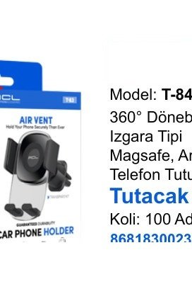 ACL T-84 Telefon Tutucular - 360° Dönebilen Izgara Tipi Magsafe, Araç İçi Telefon Tutucu Tutacak
