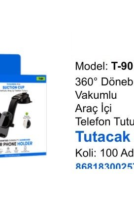 ACL T-90 Telefon Tutucular - 360° Dönebilen Vakumlu Araç İçi Telefon Tutucu Tutacak