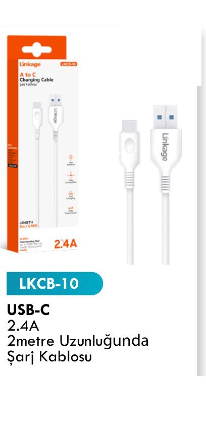 LINKAGE LKCB-10 Şarj Kabloları - USB-C 2.4A 2metre Uzunluğunda