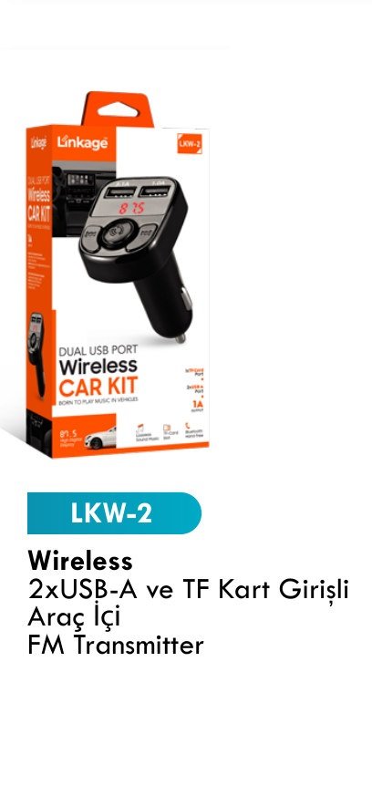 LINKAGE LKW-2 Seyahat ve Duvar Şarj Aletleri - Wireless 2xUSB-A ve TF Kart Girişli Araç İçi FM Transmitter