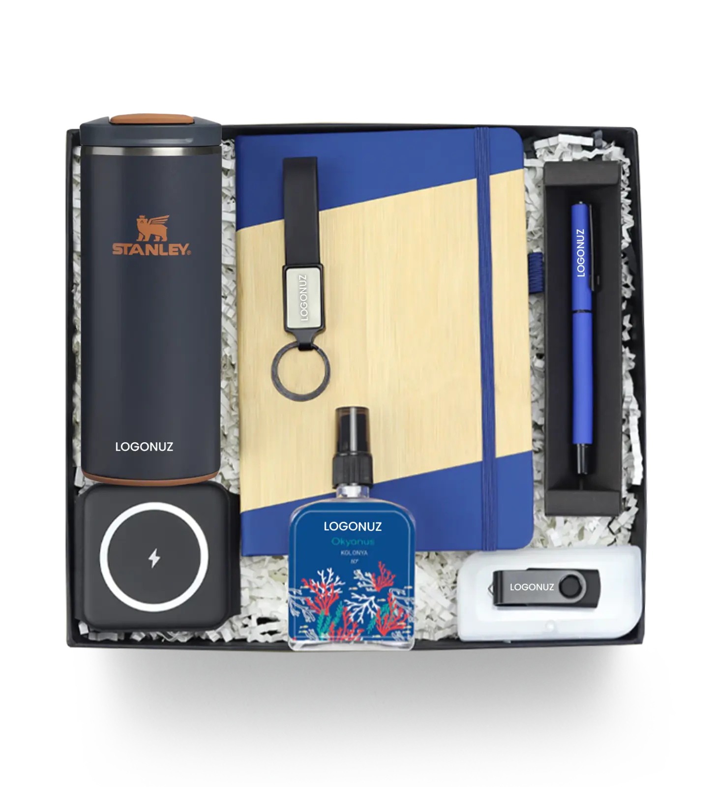 TOPTAN POWERBANK WK-2009 Kurumsal Hediye Setleri ve Welcome Kitler - Termos, bambu kapaklı notebook, kalem, kablosuz şarj pedi, anahtarlık ve teknoloji aksesuarları içeren welcome kit konseptli kurumsal hediye seti.