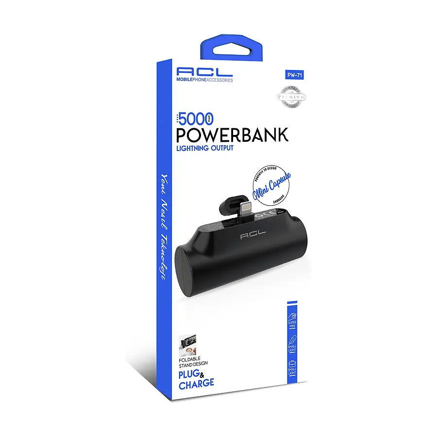 PW-71 - Super Mini, Lightning Girişli Mini, 5.000mAh - Toptan Powerbank ürün görseli