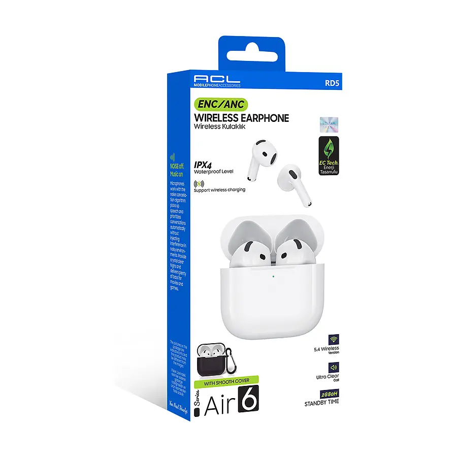 RD5 - Air6 Series Bluetooth V5.4 Koruyucu Kılıflı Bluetooth Kulaklık Bluetooth - Toptan Kulaklık ürün görseli