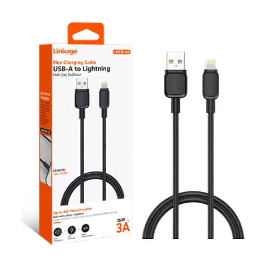 LKCB-43 - USB-A to Lightning Kırılmaz, Esnek Şarj Kablo - Toptan Şarj Kablosu ürün görseli
