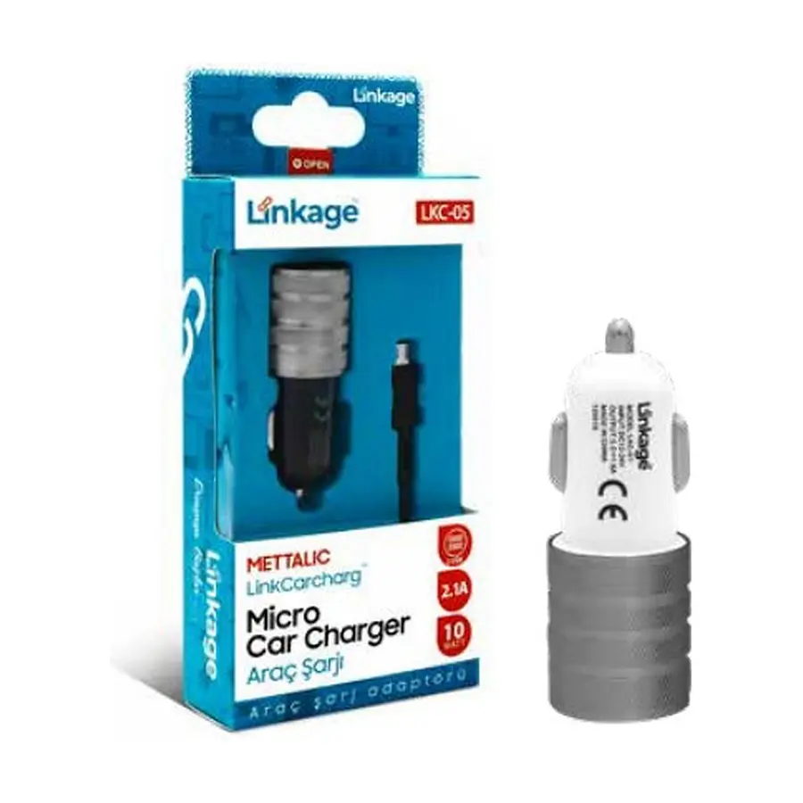 LKC-05 - Metal Mikro 2.1A/10W 2XUSB Araç Şarjı 1mt Mikro Şarj Kablosu - Toptan Şarj Aleti ürün görseli