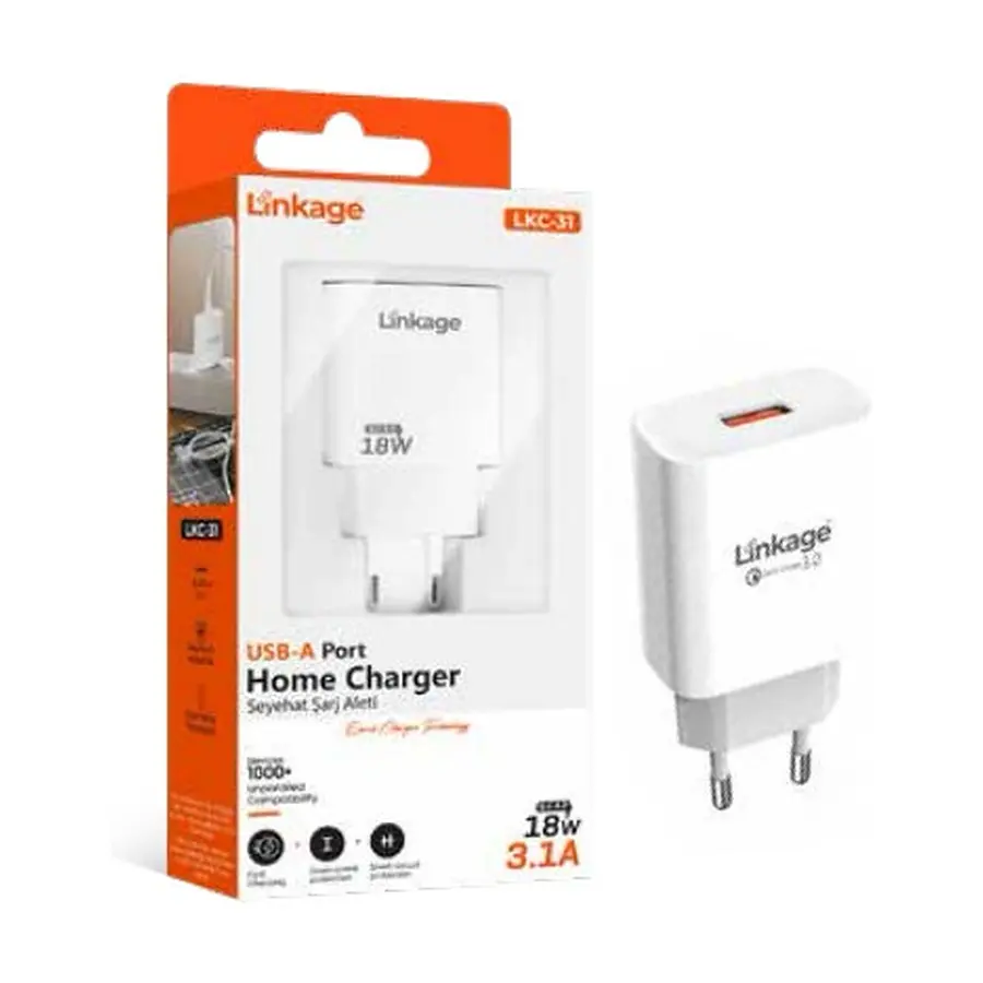 LKC-31 - Quick Charge 3.1A/18W 1XUSB Seyahat Şarj Başlık - Toptan Şarj Aleti ürün görseli