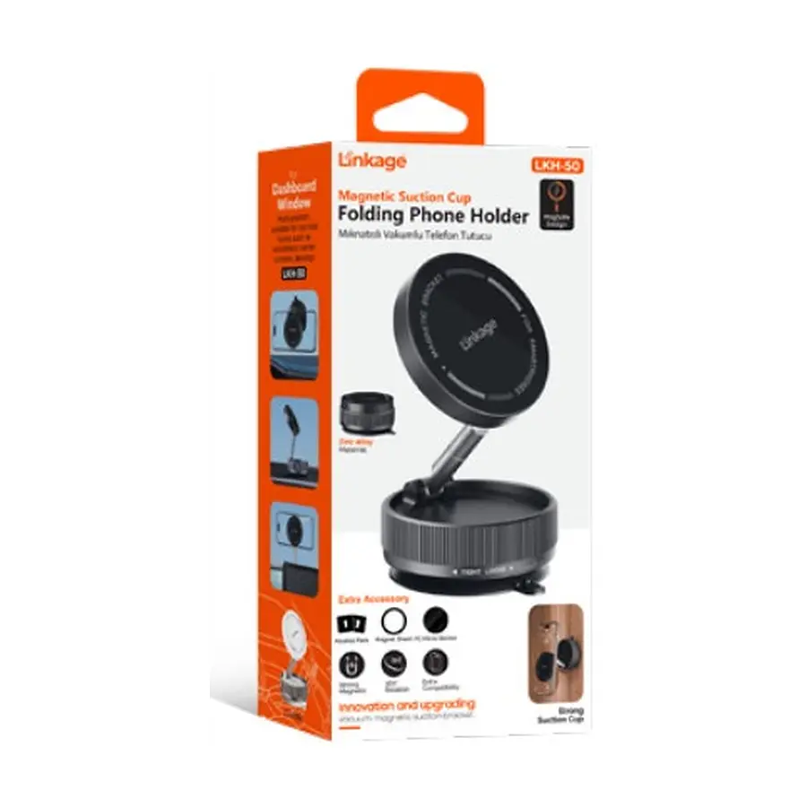 LKH-50 - Magnetik 360° Ayarlanabilir Katlanabilir, Mıknatıslı Vakumlu Telefon Tutucu - Toptan Telefon Tutucu ürün görseli
